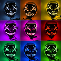 Masques de fête d'Halloween en plastique LED de haute qualité, très demandés, masque de terreur à lumière froide, masque de cosplay effrayant