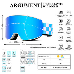 स्की गोगल्स हटाने योग्य स्पंज ध्रुवीकृत दर्पण लेंस चुंबकीय स्नोबोर्ड चश्मा गूगल ओग बर्फ खेल आईवियर कस्टम लोगो - Product Image 2