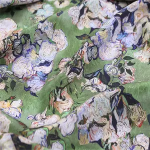 Flowers Design Digital Print CDC Silk 16m/m 114cm 44 inch Silk Crepe De Chine Fabric for Summer