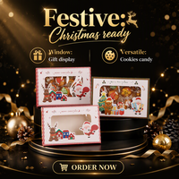 Boîte cadeau de Noël pour biscuits, boîte d'emballage en carton avec fenêtre transparente, boîte à biscuits portable pour les fêtes