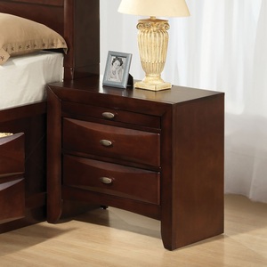 Mesa de Noche Contemporánea Color Cereza, Mesa Auxiliar de Madera Maciza con 2 Cajones y Tiradores de Perilla - Product Image 2