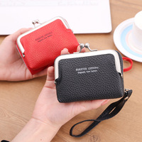 Dompet koin kunci ciuman wanita dompet tempat kartu kredit kecil kulit Pu dompet genggam kancing ciuman gesper penutup kantung berubah