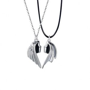 Magnetic Devil Angel Couple Lovers Necklace Alloy Gold Plated Ethnic Link <b>Chain</b> Clavicle Necklace Anniversary - Product Image 5