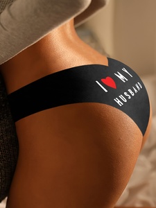 Mujeres Sexy Fitness Letter Love My Husband Briefs Seamless Secado rápido Low-Rise Tangas Cintura XL