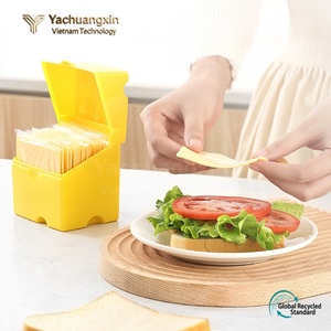 Yellow Plastic <b>Cheese</b> <b>Storage</b> Box With Flip Lid And Partitioned Compartments For Kitchen Use - Product Image 2