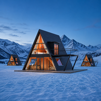 Chalet de ski alpin haut de gamme, projet d'hébergement de luxe préfabriqué modulaire S990 Pro A Frame House