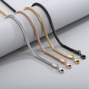 สร้อยคอสแตนเลสชุบทอง 14K 18K <span class=keywords><strong>24K</strong></span> สีดำ โรสโกลด์ ทรงกลม แบบงู สำหรับผู้หญิง ขายส่ง - Product Image 3