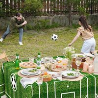 Nappe jetable personnalisée pour fête sur le thème du football Couverture de table en plastique pour la décoration de jeux d'anniversaire
