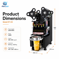 Mesin Penyegel Gelas Otomatis 90/95mm Komersial untuk Bubble Tea Boba Milk Tea, Penyegel Gelas 300-500 Gelas/Jam dengan Sensor Mata Elektronik
