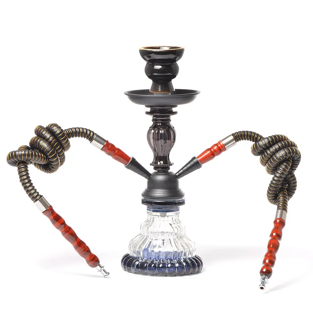 2023 vidrio popular doble tubo 2 manguera hookah Shisha tabaco narguile humo hookah chicha