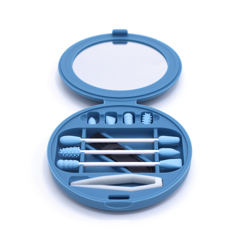 Новый продукт, портативные экологически чистые многоразовые силиконовые ватные палочки с зеркалом, 4 упаковки