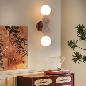 Lámpara de Pared de Piedra Huangdong LED E27 220V con Interruptor, Estilo Mancuerna, 100x400MM, Iluminación para Dormitorio, Sala de Estar, Entrada - Product Image 2