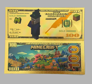Nouveauté 2026 : 10 types de billets de banque Anime Mine Craft d'Amérique plaqués or 24 carats pour collection - Product Image 5