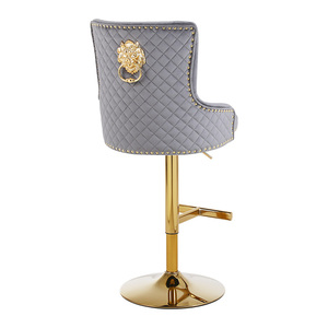 Chaise de <span class=keywords><strong>bar</strong></span> moderne en velours à dossier carré réglable en <span class=keywords><strong>hauteur</strong></span> à la main avec base chromée pour salle à manger salon maison <span class=keywords><strong>bar</strong></span> restaurant <span class=keywords><strong>tabouret</strong></span> - Product Image 5