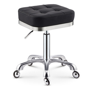 <span class=keywords><strong>Sgabello</strong></span> Moderno Girevole Regolabile in <span class=keywords><strong>Altezza</strong></span> per Salone di Bellezza, Sedia da Ufficio Moderna in Pelle PU, Sgabelli da Salone Girevoli con Ruote - Product Image 5
