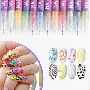 Nouveau stylo de nail art en plastique pour graffitis, 0,5 mm, multicolore, à base d'eau, séchage rapide, pour la peinture de lignes et le <span class=keywords><strong>dessin</strong></span> coloré DIY <span class=keywords><strong>sur</strong></span> ongles - Product Image 4