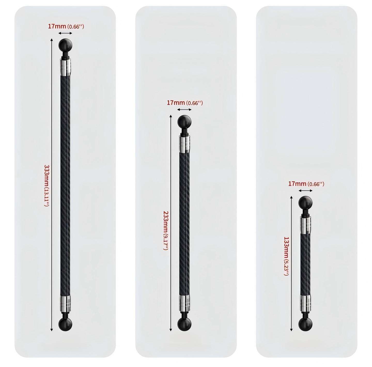 Ultralight Carbon Fiber Double Ball Head Extension Pole for DJI Insta Gopro Action Camera Motorcycle Riding Photography Stand