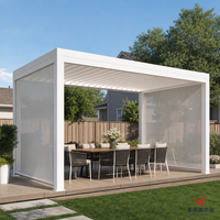 MEIXIN ORLANDO Villa de luxe moderne, pergola bioclimatique motorisée en aluminium avec verre feuilleté, pour patio extérieur