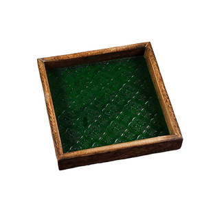 Bandeja de Almacenamiento para Decoración del Hogar, Bandeja de Té de Vidrio Estilo Japonés Retro, Mesa de Centro Rectangular de Madera Maciza, Plato para Frutas, Bandeja Pequeña - Product Image 5