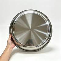 Plateaux ronds en acier inoxydable de 25 à 70 cm, motif diamant, grande assiette de service, plateau de banquet, assiette à dîner en métal