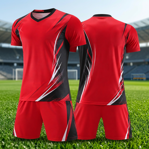 Ensemble maillot et short de football rouge personnalisé, uniforme d'équipe sublimé, vêtements de sport athlétiques en gros - Product Image 3