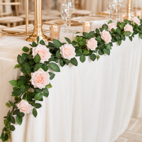 Guirlande de roses artificielles en soie de 6,5 pieds pour la décoration de mariage, d'escaliers, de portes et de jardins - Vente en gros
