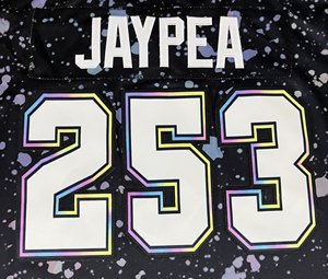 Jersey Sepak Bola Amerika Custom Pria 100% Poliester Motif Cowboys Splatter Paint Galaxy Print OEM Jersey Kesadaran Kanker Payudara - Product Image 3