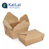 Boîte à nourriture en papier recyclé biodégradable Kailai, boîte à emporter en papier kraft, boîtes à nouilles non imprimées