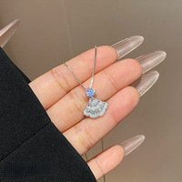 Collier de soirée haut de gamme pour femme en argent sterling S925 avec pendentif moissanite à 4 griffes sur chaîne maille câble, design de niche, 2g, Dropshipping