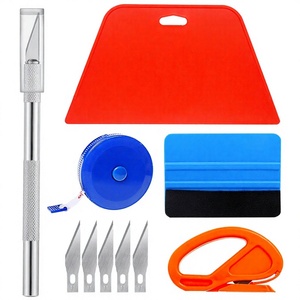 Kit d'outils 10 pièces pour l'application de film sur vitres de voiture : Couteau trapézoïdal, mètre ruban, papier peint publicitaire (matériau PET) - Product Image 1