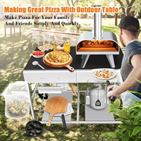 Chariot de barbecue pliable d'extérieur, chariot roulant mobile pour four à pizza, table de cuisson, chariot de préparation alimentaire pour cuisine extérieure