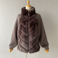 Jxwatcher Pull en tricot chaud pour femme, haute couture, automne, vente en gros, avec vraie fourrure de lapin et fermetures éclair, pulls personnalisés pour femmes