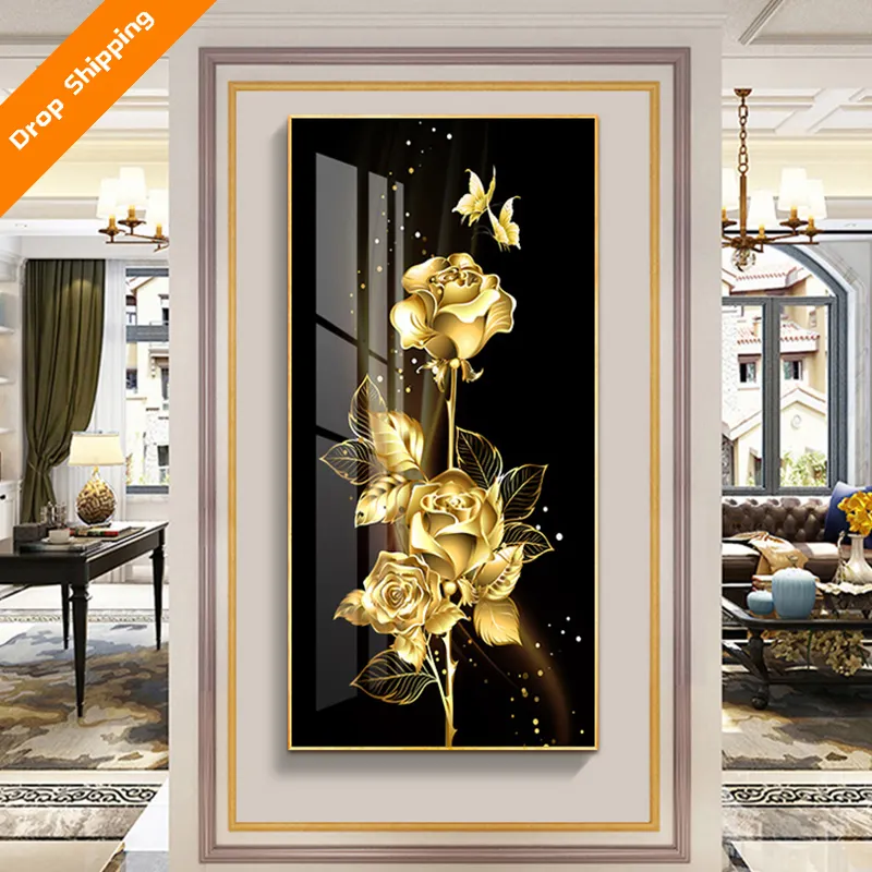 Painting Flowers Still Life Abstract Home Decoration Crystal Porcelain Picture Living Room Glass Wall Art