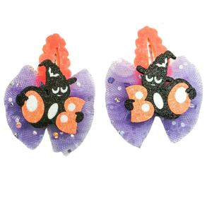 Barrettes à cheveux en tissu avec des animaux mignons de dessin animé pour enfants et filles, pour les fêtes, 2 pièces/ensemble, vente en gros - Product Image 2