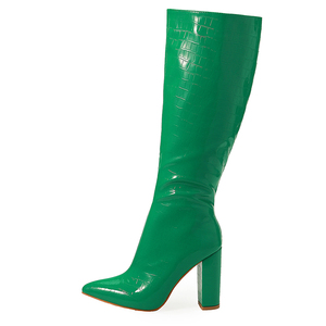 2022 T-stage Hot Style Winter European and American Pointed Toe Thick Heel Side Zipper Ankle Boots Plus Size Ankle Boots - Product Image 4