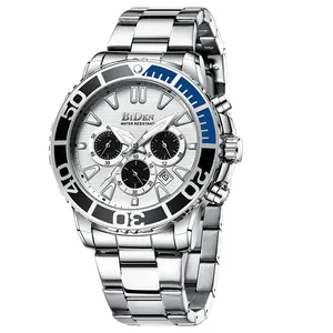 Reloj de Pulsera BIDEN 0260 para Hombre, Marca de Lujo, Acero Inoxidable Plateado, 3 Barras, Casual, Deportivo, de Negocios, para Hombre, Reloj de Regalo - Product Image 1