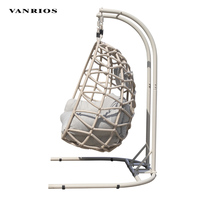 VANRIOS Mobilier d'extérieur pliable en forme d'œuf Chaise de camping Balançoire à œufs Patio Intérieur Double balançoire en métal suspendue avec support
