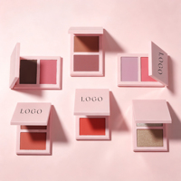 Palette de fard à joues multi-usages à fini mat minéral, 2 couleurs, haute pigmentation, longue tenue, modulable, pour les joues, les yeux et le contour, marque privée