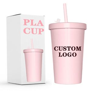 Mug écologique biodégradable de 15 oz avec paille et tasse à café de voyage avec logo personnalisé pour voiture - Product Image 2