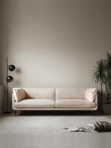 Canapé en tissu crème, style nordique moderne minimaliste, ensemble modulaire carré, appartement, salon, rembourrage en éponge, pieds en acier inoxydable - Product Image 1