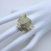 Bague pour homme plaquée or 14 carats, tête de léopard en zircon, bracelet hip-hop haut de gamme, design personnalisé, bijoux en laiton pour homme