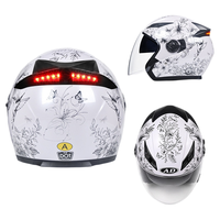 Casque de moto homologué DOT avec feu arrière LED, casque ouvert 3/4 rétro pour hommes et femmes, équipement tout-terrain pour moto tout-terrain