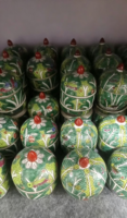 Pot en porcelaine à couvercle, style Chinoiserie, peint à la main, motif chou chinois, mini pot à bok choy, pot de rangement en céramique Famille Rose pour bibelots