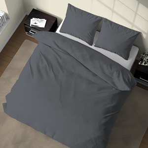 Juego de cama gris oscuro para todas las estaciones de algodón 100% de fabricación italiana Incluye funda nórdica, Sábana, funda de almohada - Product Image 2