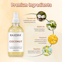Huile de noix de coco pour le corps Huile de jojoba naturelle biologique Huile de massage hydratante non grasse hydratante pour le corps Spray d'huile