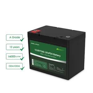 लिथियम आयरन फॉस्फेट बैटरी 12 वी 75ah 100 टा 200 मीटर की कीमत लिथियम बैटरी पैक 280h जीवन के लिए उपयुक्त