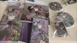 6 pièces jeu dessin animé Genshin Impact cadeau ensemble <span class=keywords><strong>Hu</strong></span> <span class=keywords><strong>Tao</strong></span> Collection jouet porte-clés Laser Badge Lomo carte carte postale Laser carte manches cadeau - Product Image 3