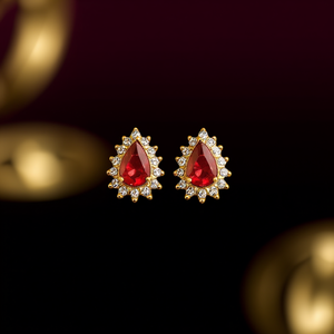 Orecchini a perno placcati oro con zirconi a taglio a pera, gioielli classici da festa da donna, orecchini alla moda in lega - Product Image 2