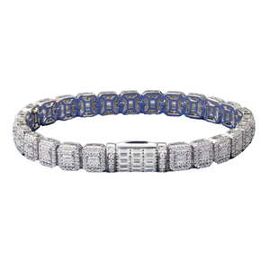 925 Sterling <b>Silver</b> Moissanite Tennis <b>Bracelet</b> Round Brilliant Cut Cuban Link <b>Bangle</b> for Wedding Gift - Product Image 1