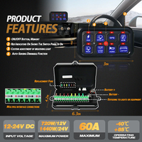 APP Control 8 Gang Switch Panel RGB Regulable Auto Vehicle Power Plus Circuit Relay Management System